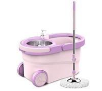 SJHDHDA Mop Spin Mop Wringer Bucket Set - for Home Kitchen Floor Cleaning -Upgraded Self-BalancedPress System with 5 Washable Microfiber Mopsds (Color : Pink) Learned extensively