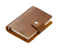 SJHDUNBW EUR Genuine Leather Notebook Organizer, A8 Pocket Planner with Square Dot and Grid Paper, Loose Leaf Refillable Notepad(Brown)