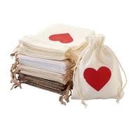 SJHFKDK Hessian Bags, Small Hessian Bags 24Pcs/Set Heart Printed Jute Burlap Bags Packing Drawstring Pouches For Favor Candy Present Jewelry Making Packaging Display