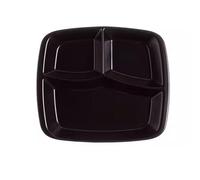SJHPZG 11 Inch Porcelain Divided Plate for Adults Large Rectangular Portion Control Plate with 3 Compartment for Bariatric Diet Weight Loss(Nero)