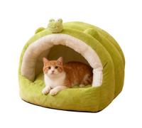 SJHPZG Cute Cat Cave Bed for Indoor Cats, Winter Soft Cozy Pet House Sleeping Bag for Puppy and Kitty(Grn,S)