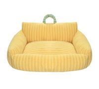 SJHPZG Cute Plush Sofa Pet Bed for Indoor Cats & Small Dogs with Non-Slip Bottom Cozy Warm Washable Pet Sleeping Bag for Puppy and Kitty(Gelb,L)