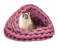 SJHPZG Handmade Cat Bed Cave for Indoor Cats, Kittens or Puppies, Turns into Tent, Nest or Pad Washable Warm Pet Bed(Rot,19.69inch)