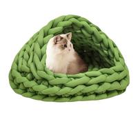 SJHPZG Handmade Cat Bed Cave for Indoor Cats, Kittens or Puppies, Turns into Tent, Nest or Pad Washable Warm Pet Bed(Grass Green,11.81inch)
