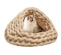 SJHPZG Handmade Cat Bed Cave for Indoor Cats, Kittens or Puppies, Turns into Tent, Nest or Pad Washable Warm Pet Bed(Khaki,17.72inch)