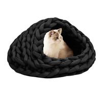 SJHPZG Handmade Cat Bed Cave for Indoor Cats, Kittens or Puppies, Turns into Tent, Nest or Pad Washable Warm Pet Bed(Nero,11.81inch)