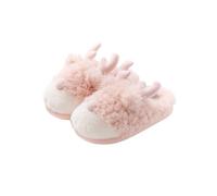SJHPZG Mujer Cute Elk Plush Slippers Cartoon Reindeer Animal Home Slippers Festive Fun Christmas Couple Fuzzy House Shoes for Women Men Ladies(Rose,4.5 UK)