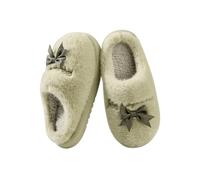 SJHPZG Mujer Fuzzy Bow Tie Slippers Memory Foam Anti-Slip Fluffy Couple Slippers Unisex Indoor Plush Warm Cotton Shoes for Women Men Ladies(Grn,6 UK)