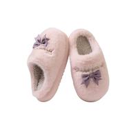 SJHPZG Mujer Fuzzy Bow Tie Slippers Memory Foam Anti-Slip Fluffy Couple Slippers Unisex Indoor Plush Warm Cotton Shoes for Women Men Ladies(Rose,4.5 UK)