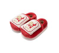 SJHPZG Mujer Novelty Mahjong Home Slippers for Women Men Fun Gong Xi Fa Cai Winter Soft Warm Plush Shoes Unique Couple Fuzzy Slippers Ladies(Rot,5.5 UK)