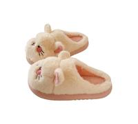 SJHPZG Mujer Women's Cute Fuzzy Cat Slippers Fluffy Faux Fur Cartoon Animal House Slides Cozy Winter Warm Soft Plush Kawaii Shoes Ladies(Rose,4.5 UK)