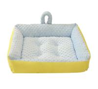 SJHPZG Rectangle Cat Bed for Indoor Cats, Washable Cozy Pet Couch Sofa Sleeping Bag with Bolster Side and Non Slip Bottom for Small Medium Dogs(Blu,L)