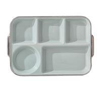 SJHPZG Rectangular Ceramic Divided Plate 12.8" 5 Compartment Portion Control Plate for Adults Bariatric Weight Loss Diet Dinner Plate(Blu)