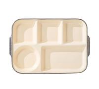 SJHPZG Rectangular Ceramic Divided Plate 12.8" 5 Compartment Portion Control Plate for Adults Bariatric Weight Loss Diet Dinner Plate(Gelb)