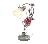 SJHPZG Romantic Rose Table Lamp Vintage Elegant Bedside Lamp w/Glass Shade Pastoral Floral Nightstand Desk Light 3 Color Temperatures for Bedroom Living Room