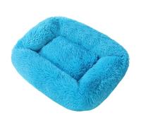 SJHPZG Square Calming Dog & Cat Bed, Cozy Anti-Anxiety Self Warming Pet Bed Non-Slip Washable Donut Cushion for Indoor Small Medium Dogs and Cats(Blu,S)