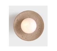 SJHPZG Vintage Natural Stone Wall Sconce Japanese Wabi Sabi Style Round Travertine Wall Light G9 Base Marble Wall Lighting for Bedroom Bedside Living Room Vanity