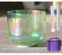 SJHYLL Quartz Crystal Singing Bowl Clear Gradient Green, Cosmic Light Alchemy Bowl For Yoga Sound Healing，Stress Reduction, Adjusting Emotional State(F note,6" 440hz+bag)