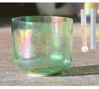 SJHYLL Quartz Crystal Singing Bowl Clear Gradient Green, Cosmic Light Alchemy Bowl For Yoga Sound Healing，Stress Reduction, Adjusting Emotional State(F note,6" 432hz)