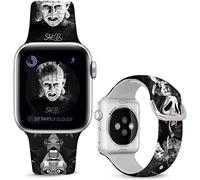 Sjiangqiao Compatible with Apple Watch Bands Thriller Scream Halloween Horror Ghost Face Skeleton Pinhead Hellraise 38mm 40mm 41mm Silicone Strap for iWatch Series SE 10 9 8 7 6 5 4 3 2 1 Men Women.