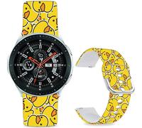 Sjiangqiao Pattern Printed Bands Compatible with Samsung Galaxy Watch 7/FE/6/5/4 40mm 44mm/Galaxy Watch 6 Classic 47mm 43mm,20mm Soft Silicone Strap Wristband for Men Women. (Yellow Rubber Ducks)