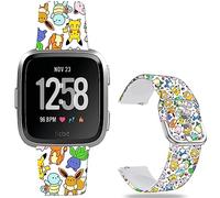 Sjiangqiao Soft Silicone Watch Bands Compatible with Fitbit Versa 2/Versa/Fitbit Versa Lite/SE Cartoon Band，23mm Cute Floral Pattern Printed Strap Replacement Wristband for Men Women Teens., a variety
