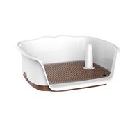 SJJALAKAJA Removable Dogs Potty Easy to Clean Portable Pet Potty Raised Enclosure on Three Sides with Urinary Guide Post Spot Toileting Suitable for Small and Medium Sized Dogs(Brown)