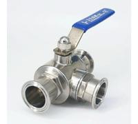 SJJBVPYX T-port 1-1/2" 38mm 304 Stainless Steel 3 Way Ball Valve 1.5" Tri Clamp 50.5mm Ferrule O/D