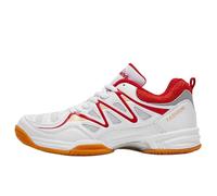 SJJH Pivot Sport & Style Trainers - Syn-Leather/Mesh Ventilation & Flex-Cushion Sole for Tennis/Badminton | All-Day Comfort White Red