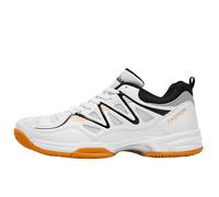 SJJH Pivot Sport & Style Trainers - Syn-Leather/Mesh Ventilation & Flex-Cushion Sole for Tennis/Badminton | All-Day Comfort White Black