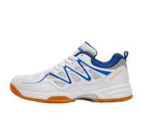 SJJH Pivot Sport & Style Trainers - Syn-Leather/Mesh Ventilation & Flex-Cushion Sole for Tennis/Badminton | All-Day Comfort White Blue
