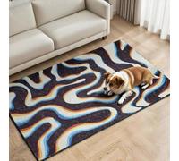SJJZLZL Vintage Abstract Area Rug Machine Washable Rug for Living Room Non Slip Non Shedding Area Rugs Soft Short Pile Carpet Ultra-ThinThrow Rug for Dining Room Office (Black camouflage,120 * 180)