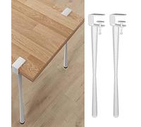 SJKJNK Adjustable Fit Table Clamp Legs,White Metal Furniture Feet Iron Table Legs,Removable Hairpin Legs,for Coffee Table,Bench,Dining Desk,No Punching Design,with Floor Fitters (75cm,2pcs)