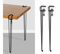SJKJNK Metal Table Clamp Legs,Adjustable Iron Furniture Legs,F-Shape Punch-free Hairpin Legs,Outdoor Camping Coffee Table Dining Desk Diy Detachable Table Legs,with Floor Protectors (75cm,2pcs)
