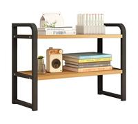 SJMDMZD 2/3 Tier Office Desk Shelf Organizer, Adjustable Wood Desktop Bookshelf Supplies Storage Rack, Freestanding Display Shelf for Home, Top of Desk and Dresser A 40x38.5cm