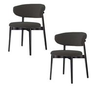 SJMDMZD Dining Chairs Set Of 2/4 with Solid Wood Legs, Modern Kitchen Chairs with Backrest, Dressing Table Chair Upholstered Cotton-Linen Fabric for Living Room Dining Room Lounge Black + Grey 2 Pcs