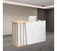 SJMDMZD Modern Reception Desk White Front Counter Desk Corner Cashier Reception Counter with Lockable Drawer Open Shelving Storage Cabinet for Beauty Salon Store Office B 120cm