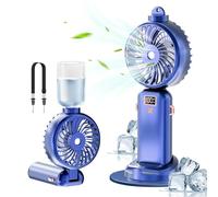 SJMR Powerful Hand Fan with Mist and LED Display 5000 mAh - USB Rechargeable Mist & Cooling Fan for Travel, Outdoors, Makeup - Foldable, Long Battery, Portable Personal Fan