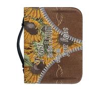SJOAOAA Bible Cover for Men and Women PU Leather Study BibleBag Handy Storage Bag, Palm Tree Size L