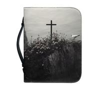 SJOAOAA Bible Cover for Women Men Bible Carrying Case with Handle Zipper PU Leather Bible Covers for Bible Protects Your Prayer and Study Items,Angel Size XL