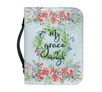 SJOAOAA Bible Cover with Zip Large Leather Bible Covers Women's Flowers Bible Bag Women's Bag Bible Book Church Handbags Size M