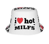 SJOAOAA Bucket Hats I Love Hot Milfs Men Women Summer Cap Fisherman Hat for Women Men Teen Girls Black