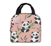 SJOAOAA Cute Panda Insulated Lunch Box Reusable Leakproof Cooler Cooling Tote Bag