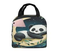 SJOAOAA Cute Sleep Panda Moon Insulated Lunch Box Reusable Leakproof Cooler Cooling Tote Bag