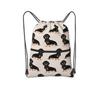 SJOAOAA Drawstring Bag Sausage Dog Drawstring Zipper Backpack Water Resistant String Bag Sports Sackpack Gym Sack With Side Pocket For Men Women