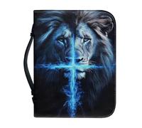 SJOAOAA Leather Bible Case with Bible Covers for Women Men Leather with Purple Marbling Zippered Handle Holy Bible Cover for Church Study Supplies Size XL