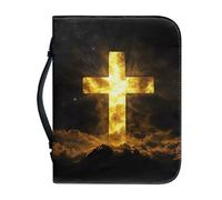 SJOAOAA Leather Bible Case with Bible Covers for Women Men Leather with Purple Marbling Zippered Handle Holy Bible Cover for Church Study Supplies Size M