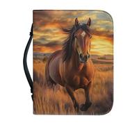 SJOAOAA Leather Bible Case with Bible Covers for Women Men Leather with Purple Marbling Zippered Handle Holy Bible Cover for Church Study Supplies Size M