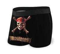 SJOAOAA Men's Classics Boxer Brief Pirates Caribbean Novelty Boxer Shorts Print Underwear Stretch Boxer Trunk with Pouch Black