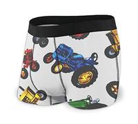 SJOAOAA Men's Classics Boxer Brief Tractors Pattern Novelty Boxer Shorts Print Underwear Stretch Boxer Trunk with Pouch Black